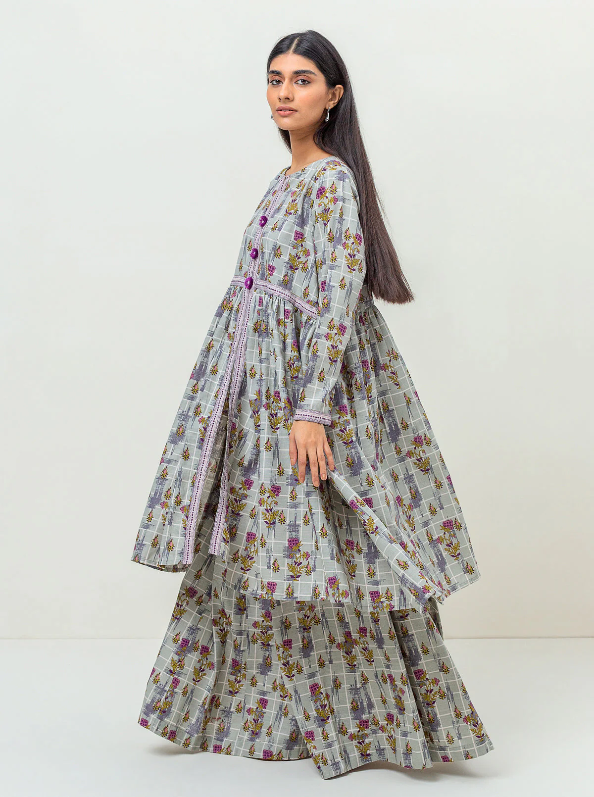 2 PIECE - PRINTED KHADDAR SUIT - SILVER ODYSSEY - Image 2