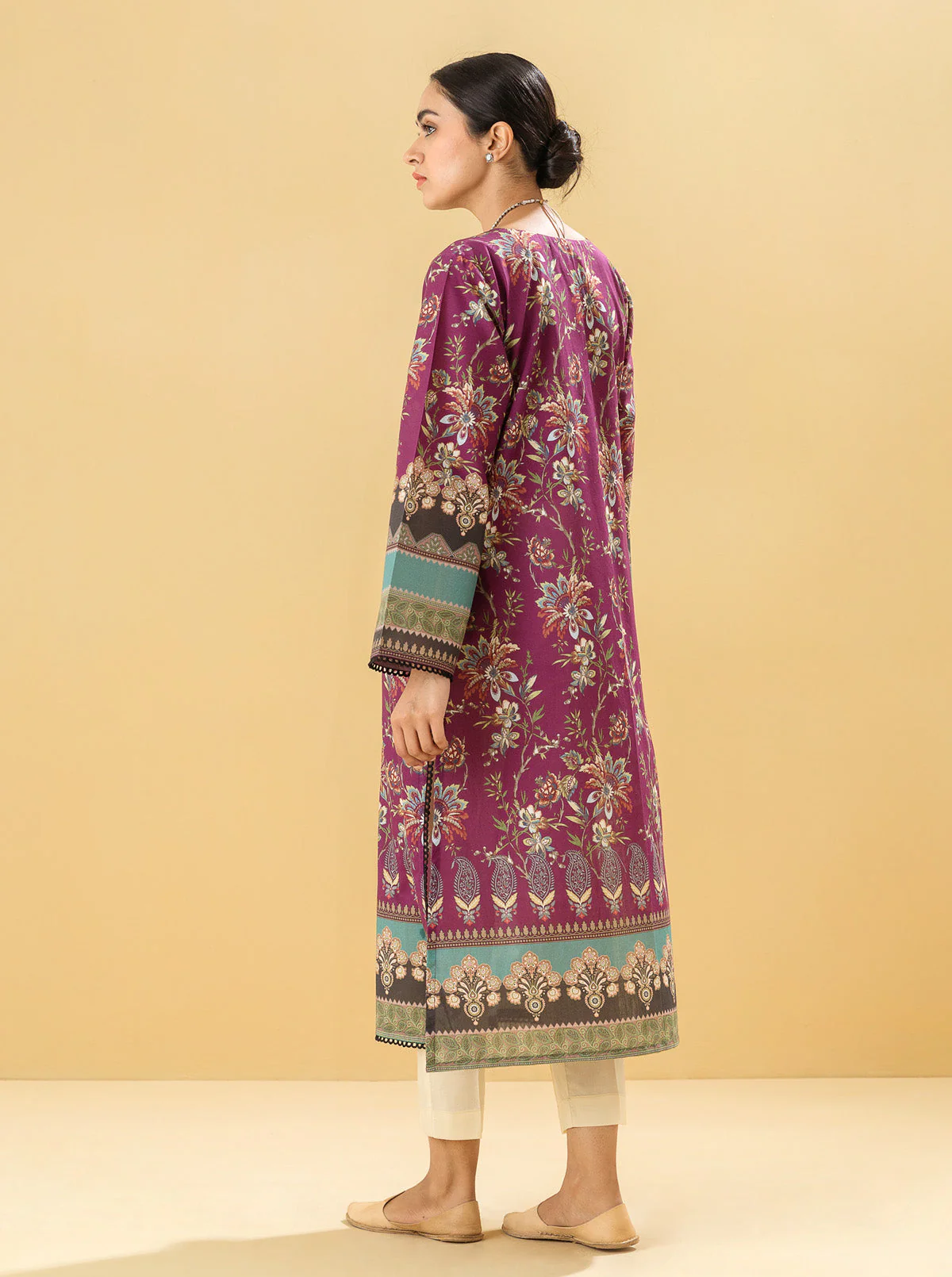 1 PIECE - PRINTED LAWN SHIRT - PLUM CHINTZ - Image 4