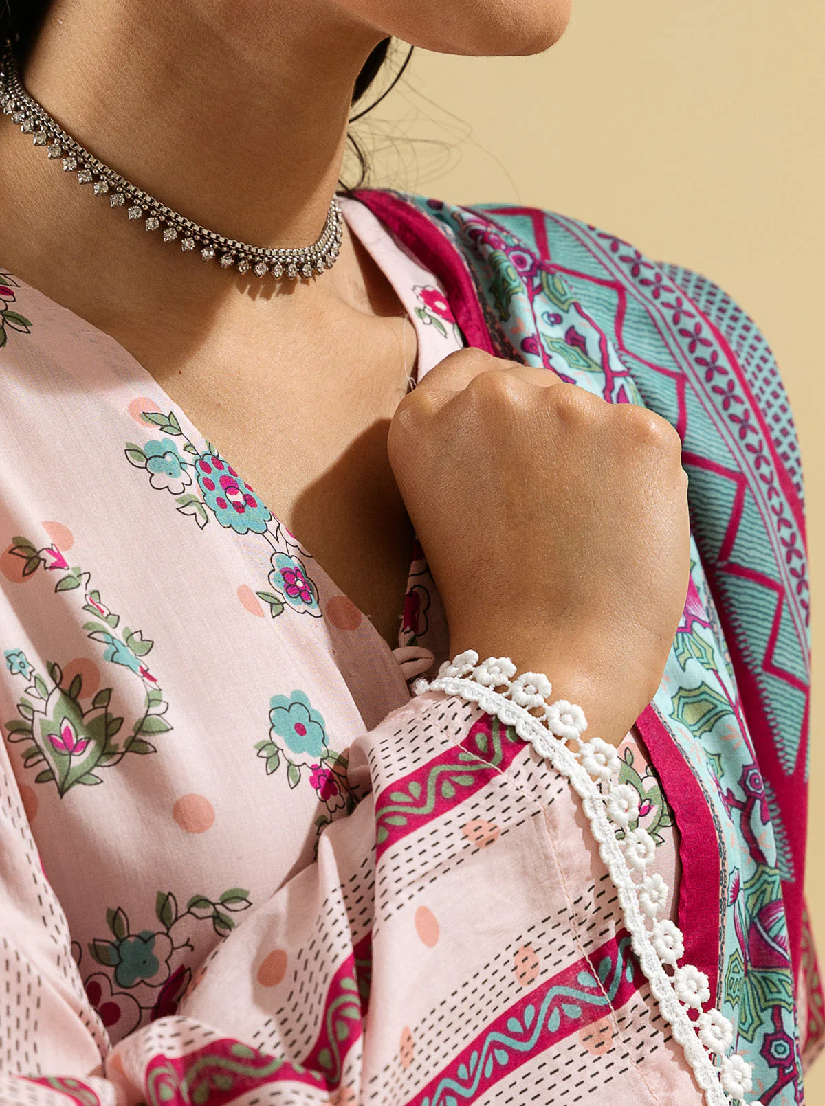 2 PIECE - PRINTED LAWN SUIT - PASTEL DEW - Image 3