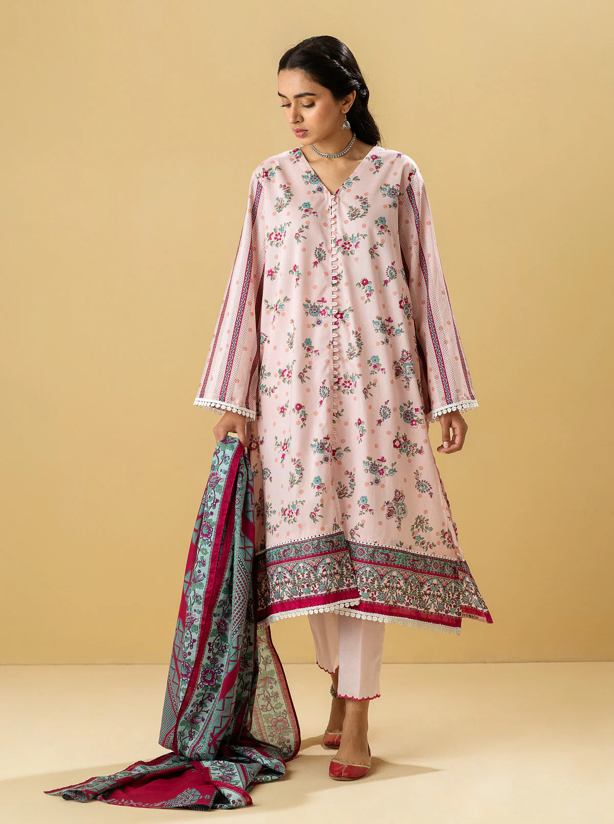 2 PIECE - PRINTED LAWN SUIT - PASTEL DEW - Image 4