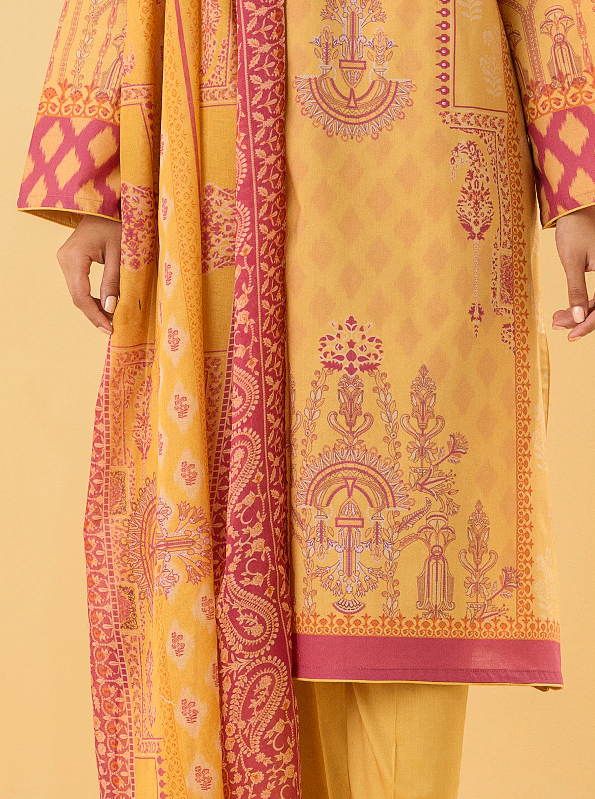 2 PIECE - PRINTED LAWN SUIT - PRIMROSE YELLOW - Image 2