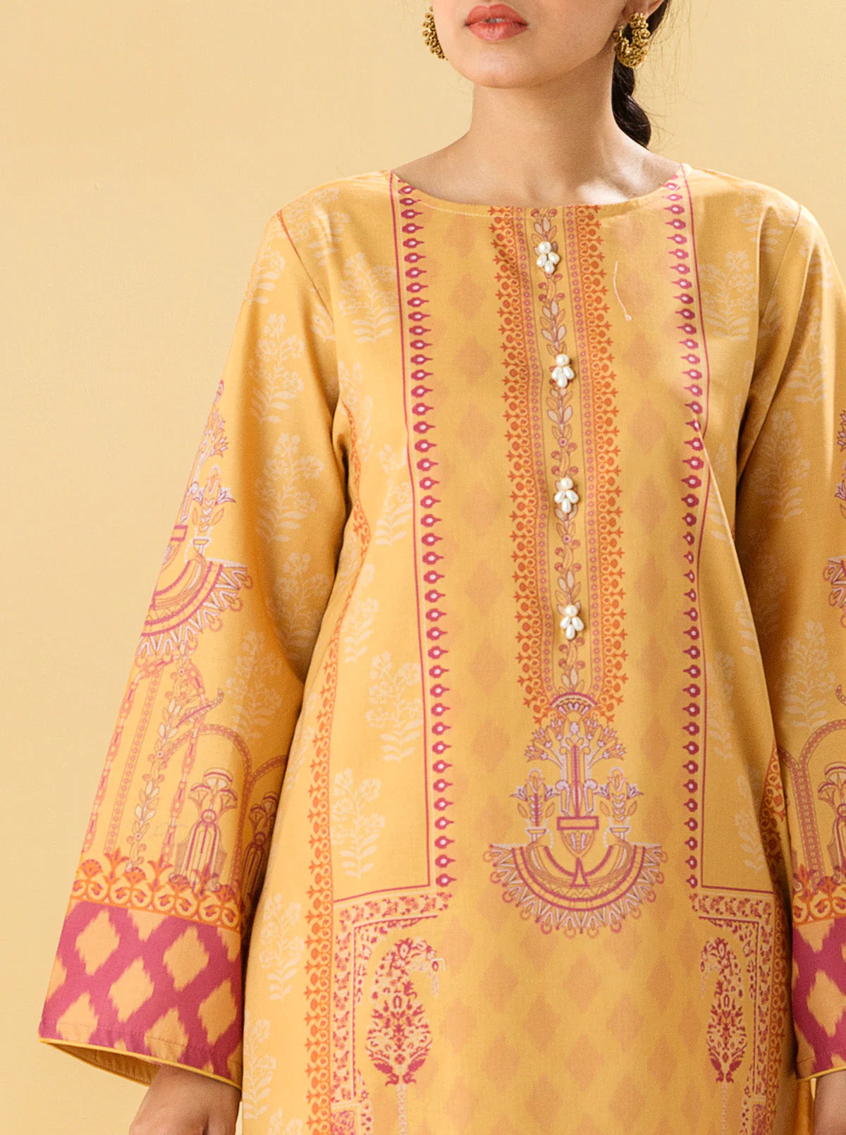 2 PIECE - PRINTED LAWN SUIT - PRIMROSE YELLOW - Image 4