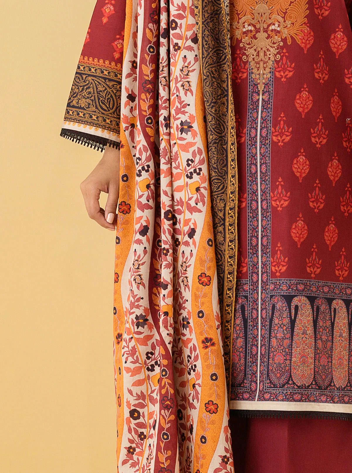 3 PIECE - PRINTED LAWN SUIT - SUMMER SCARLET - Image 2