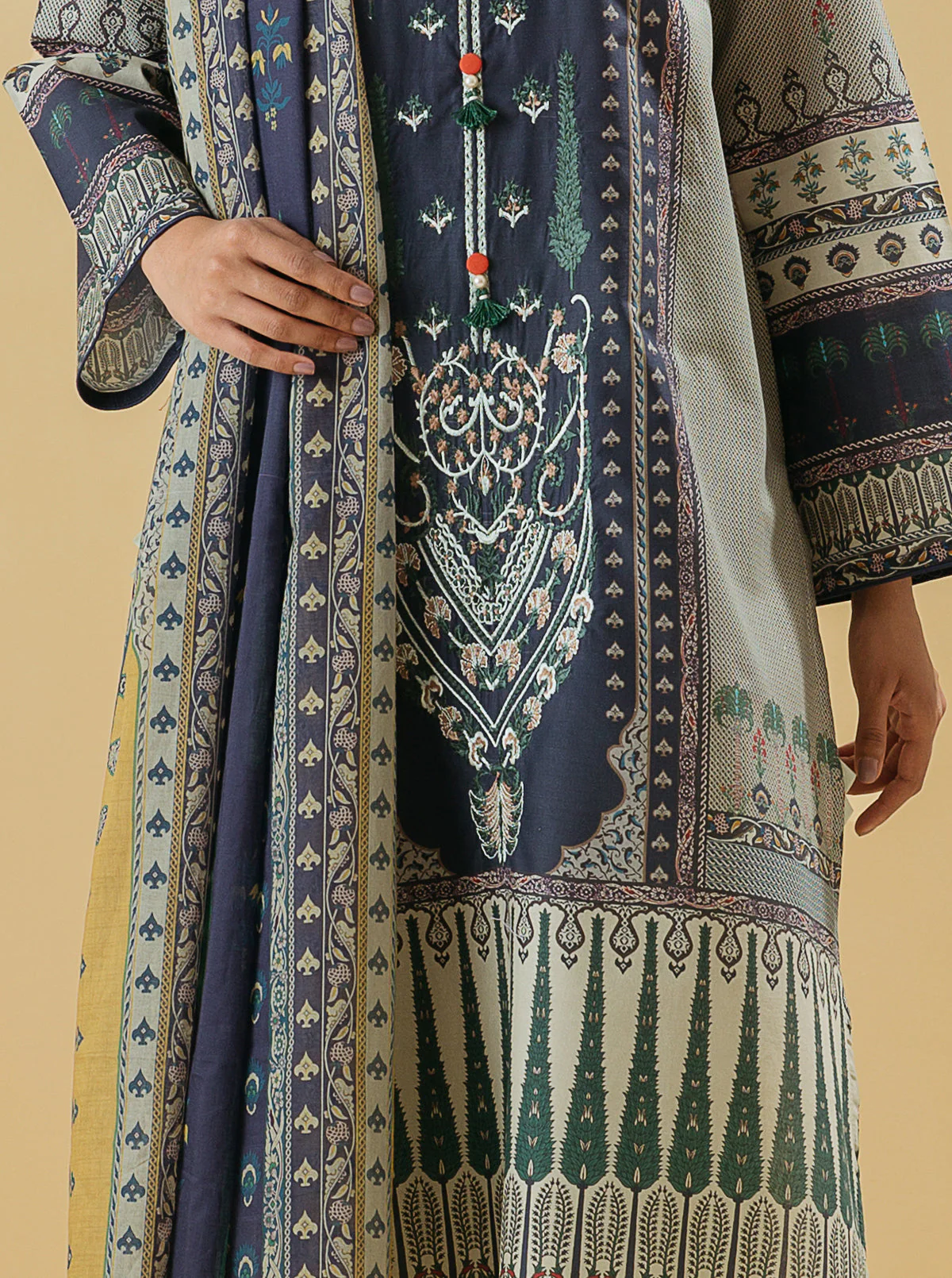 3 PIECE - EMBROIDERED LAWN SUIT - ROCOCO CHARM - Image 2