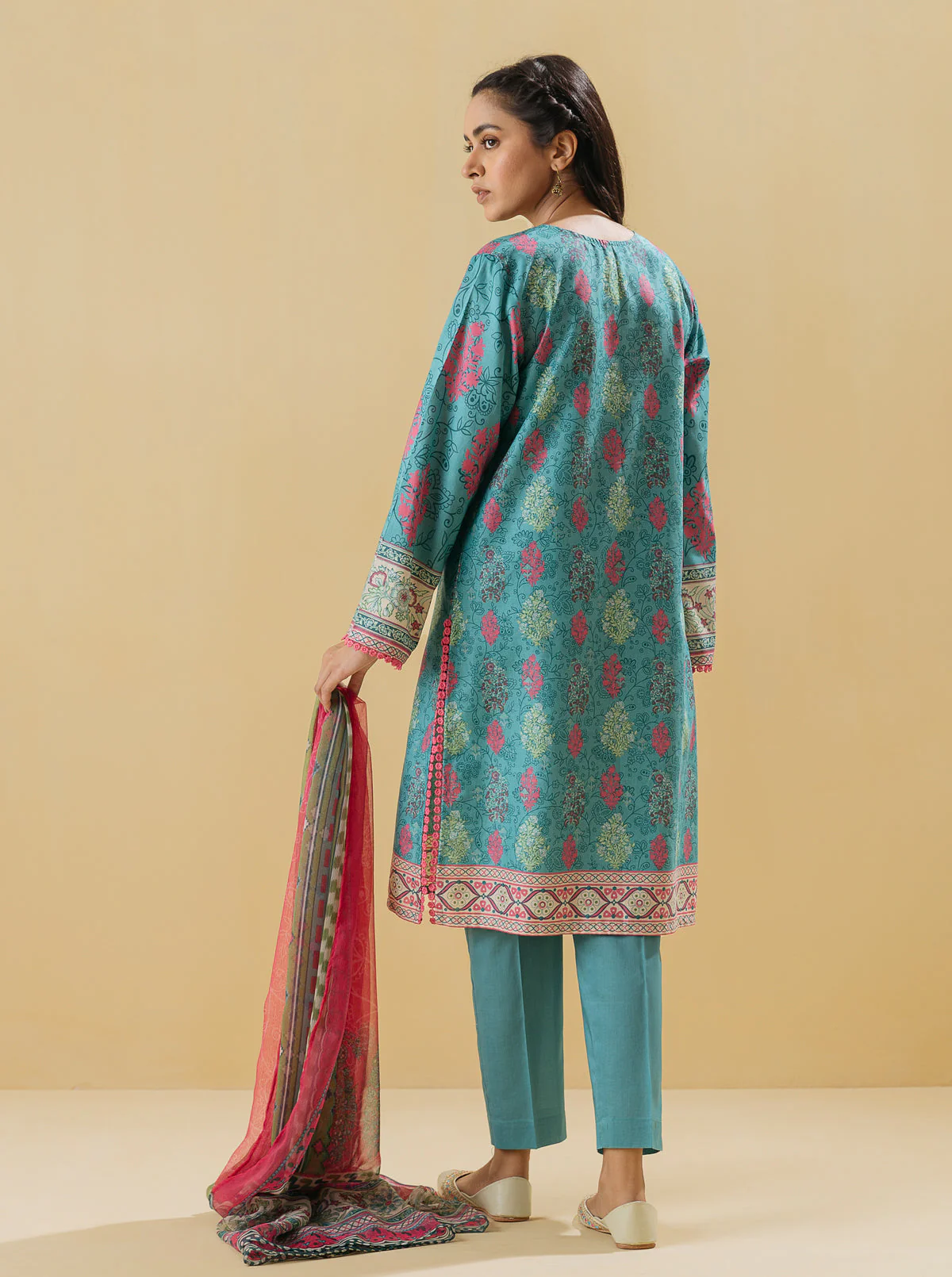 3 PIECE - PRINTED LAWN SUIT - REGALE BLUE - Image 5