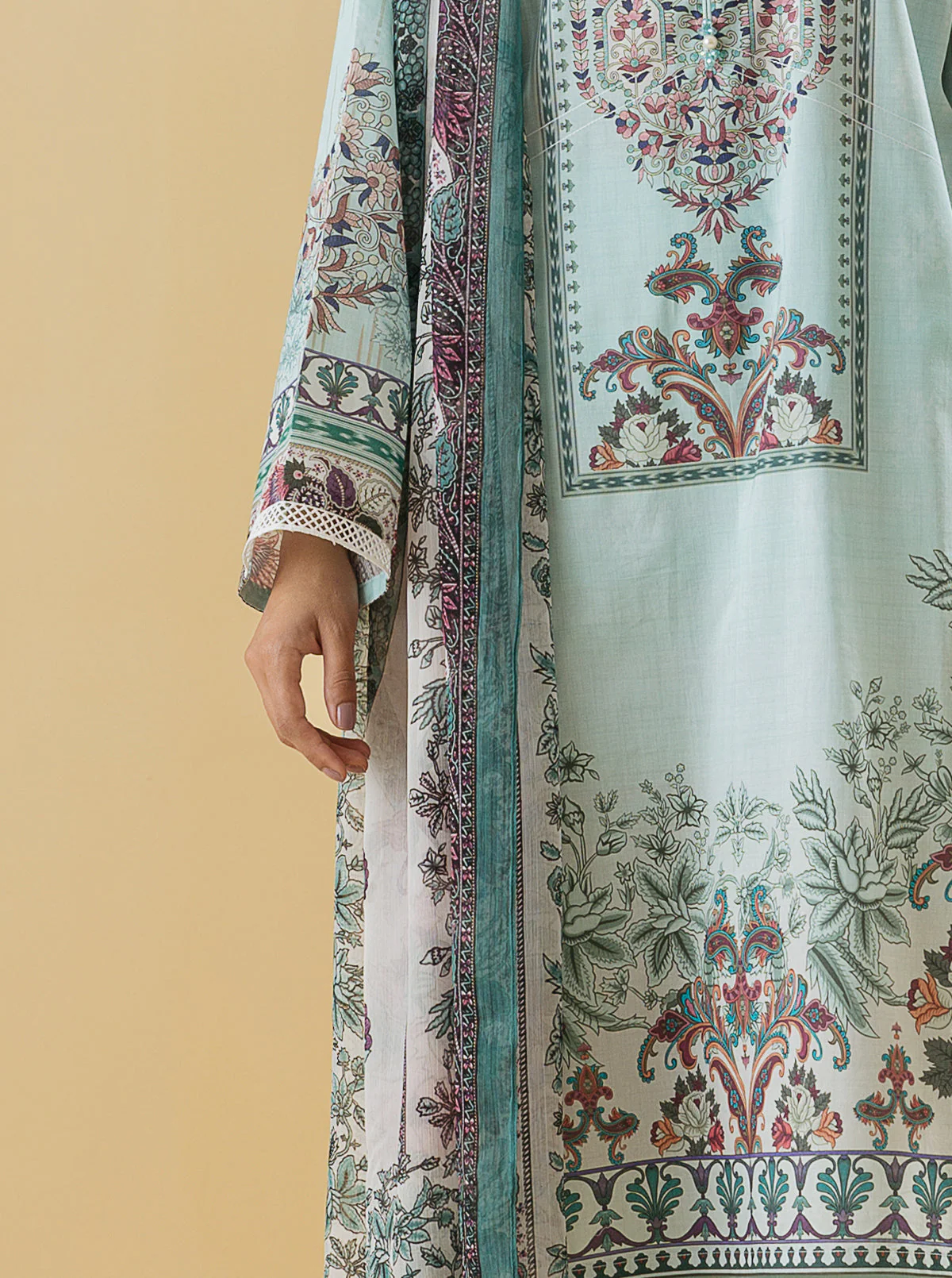 3 PIECE - PRINTED LAWN SUIT - CHALK BLUE - Image 2
