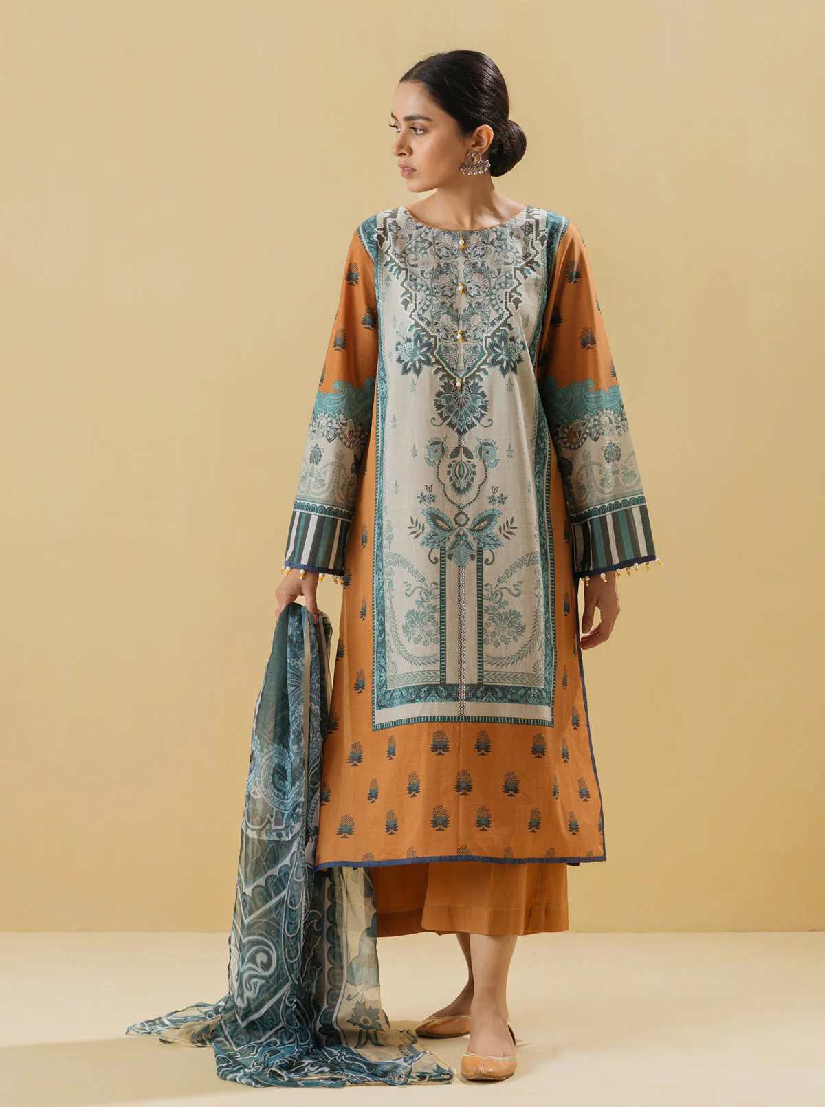 3 PIECE - PRINTED LAWN SUIT - TRIBAL TALES - Image 4