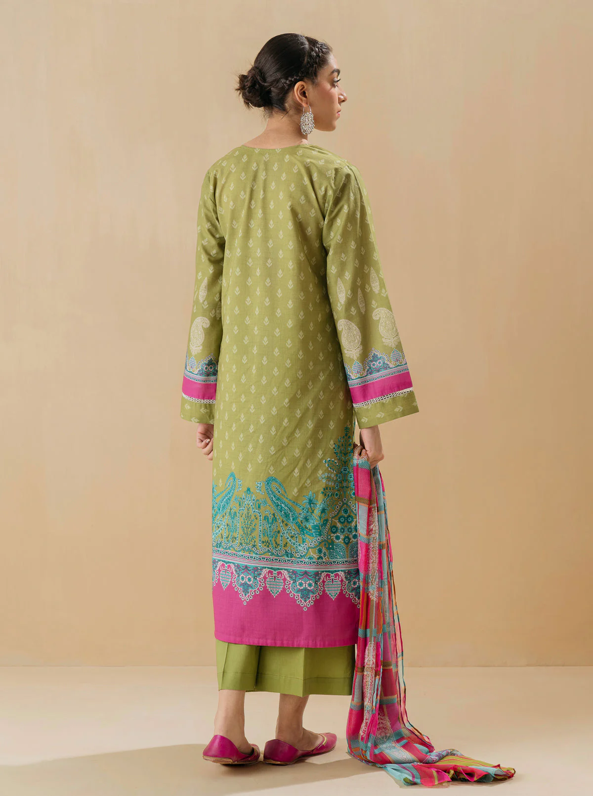 3 PIECE - PRINTED LAWN SUIT - ETHNIC JEWEL - Image 4