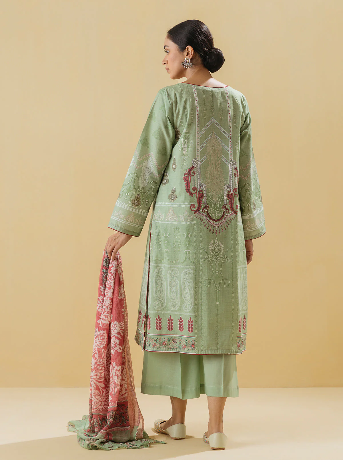 3 PIECE - EMBROIDERED LAWN SUIT - DUSKY MINT - Image 5