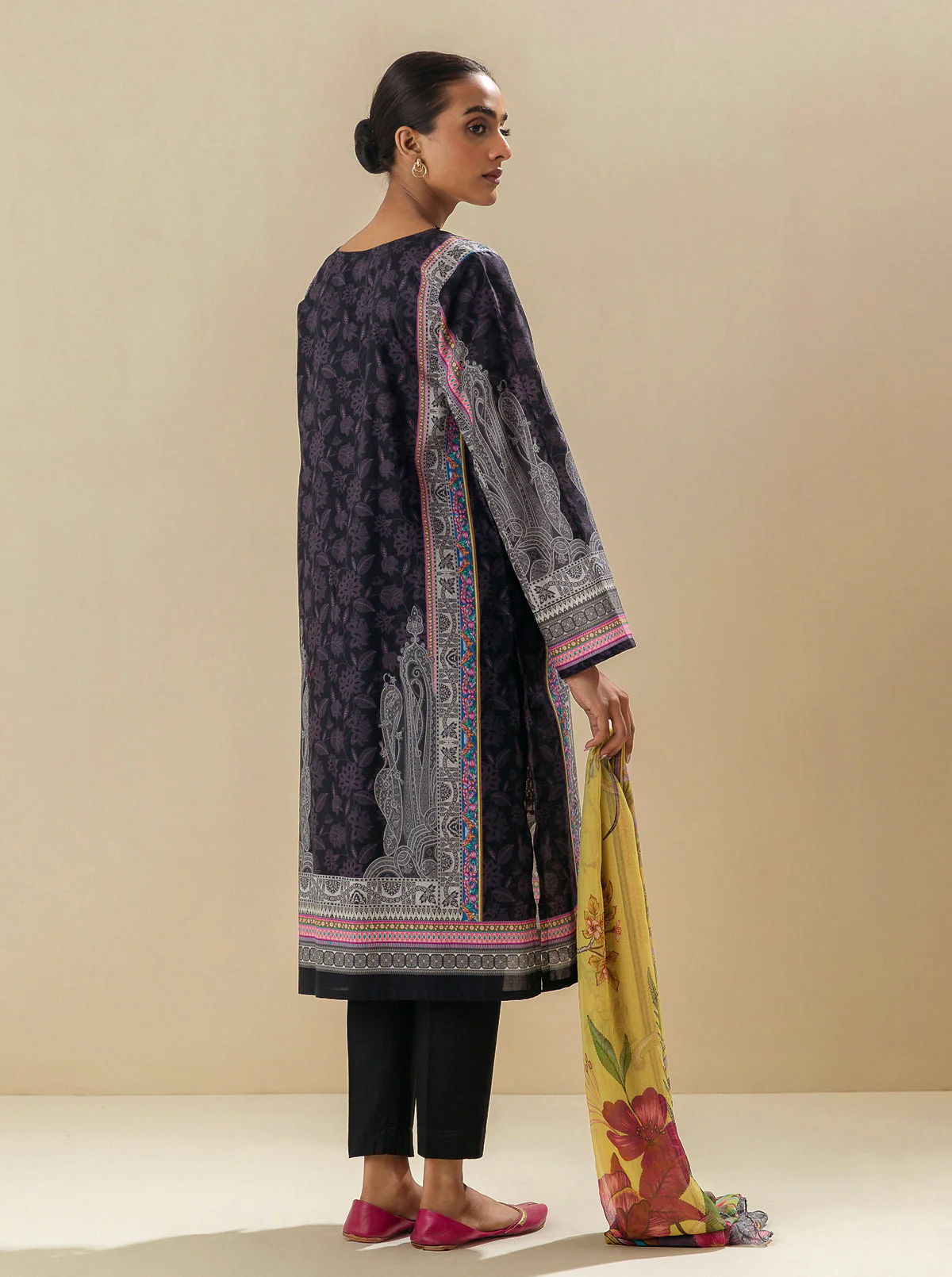 3 PIECE - EMBROIDERED LAWN SUIT - SPACE CARNIVAL - Image 2