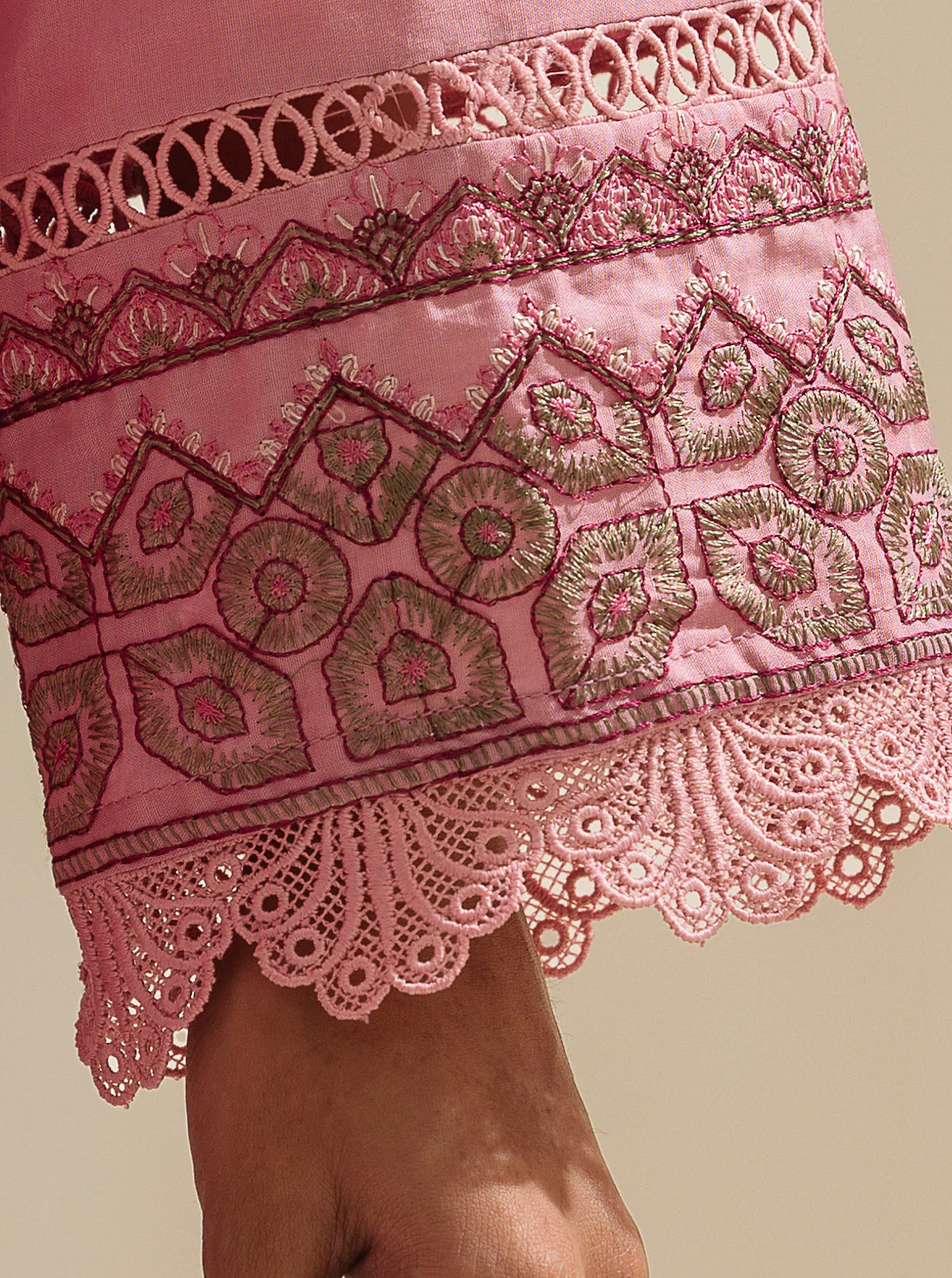 3 PIECE - EMBROIDERED LAWN SUIT - CANDIED APRICOT - Image 2