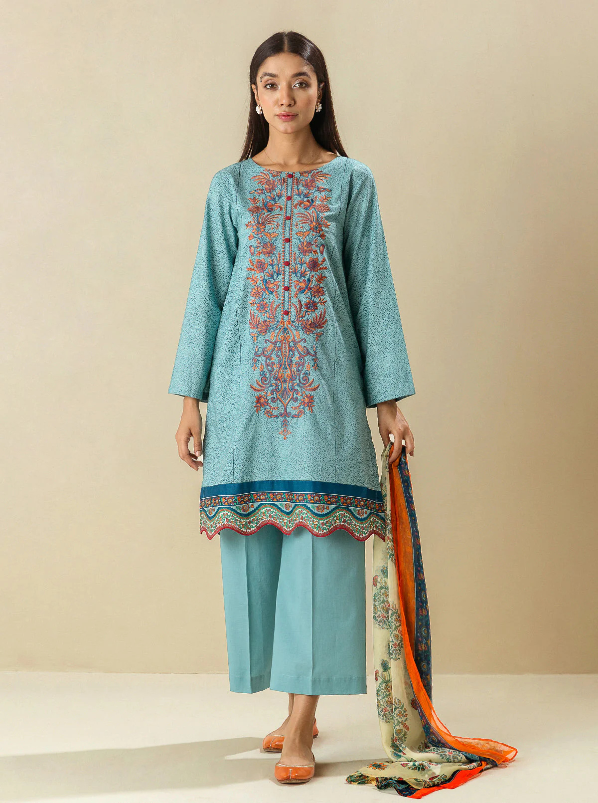 2 PIECE - EMBROIDERED LAWN SUIT - DEEPLY BLUE - Image 2