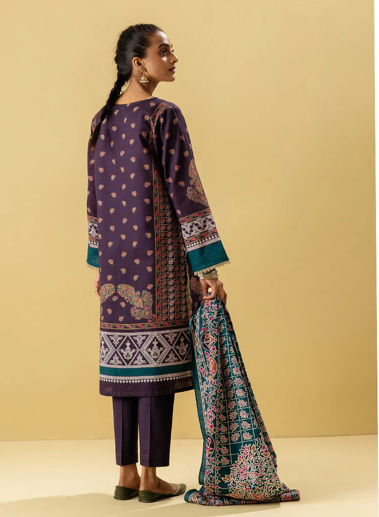 2 PIECE - PRINTED KHADDAR SUIT - PLUM GRACE - Image 3