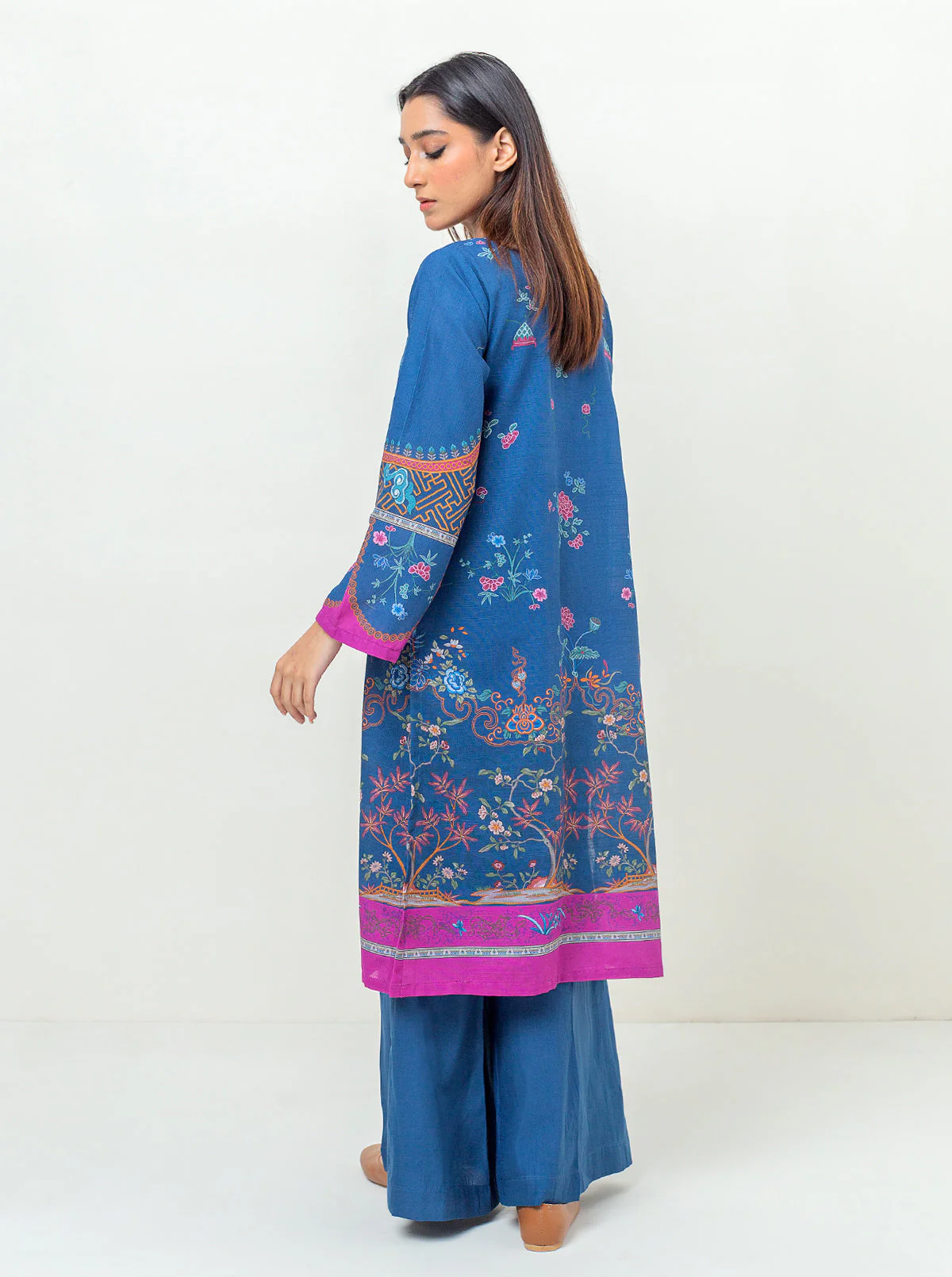 1 PIECE - PRINTED KHADDAR SHIRT - BLUE LAGOON - Image 2