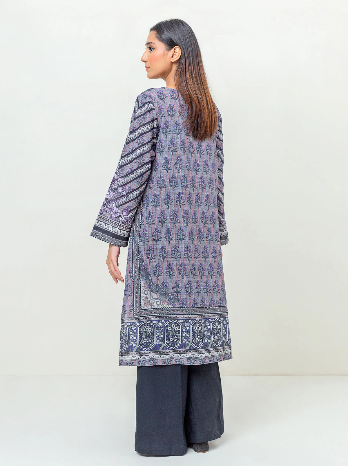 1 PIECE - PRINTED KHADDAR SHIRT - EBONY SHAFT - Image 2