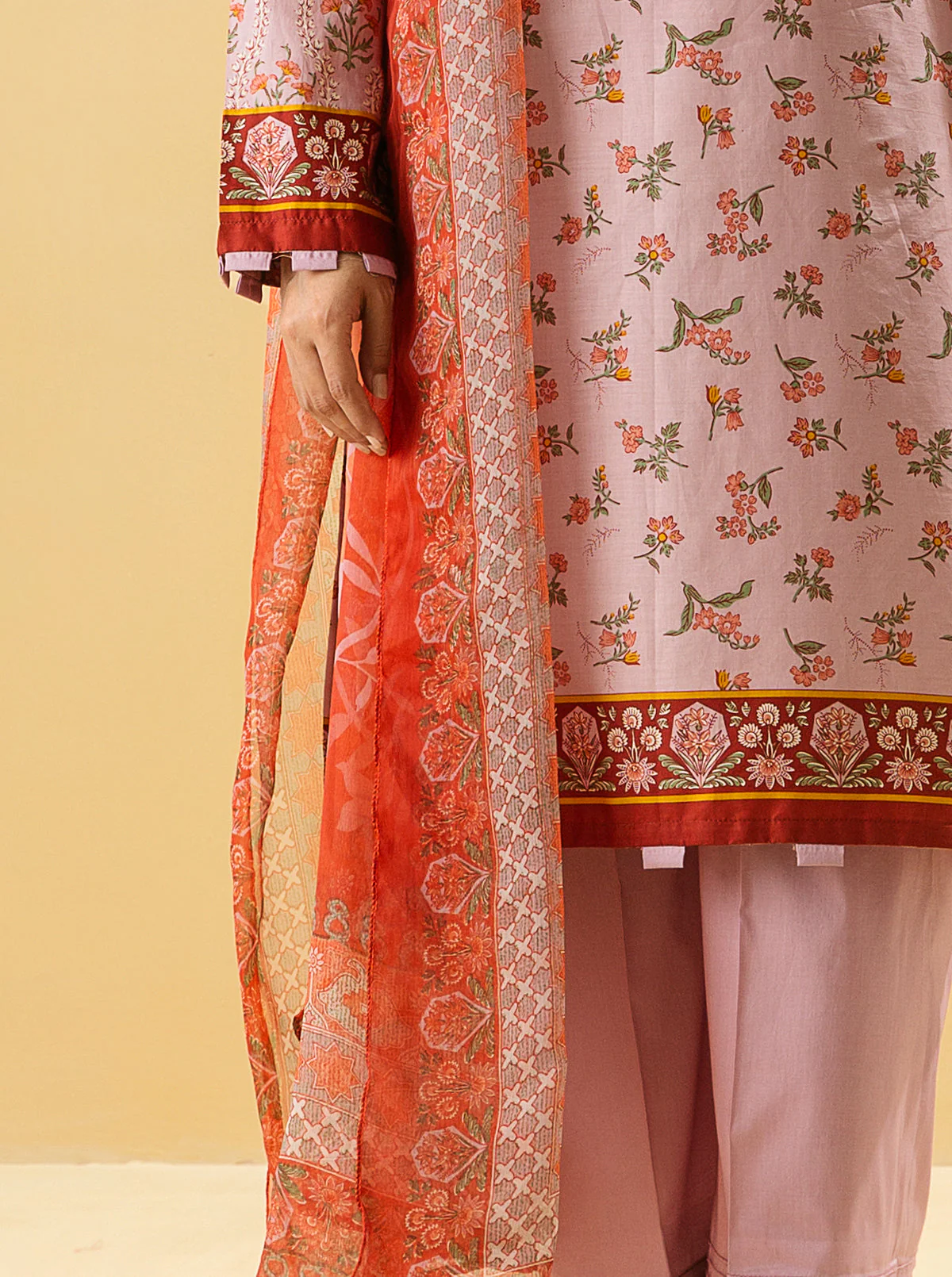 2 PIECE - PRINTED LAWN SUIT - DUSKY BLUSH - Image 2