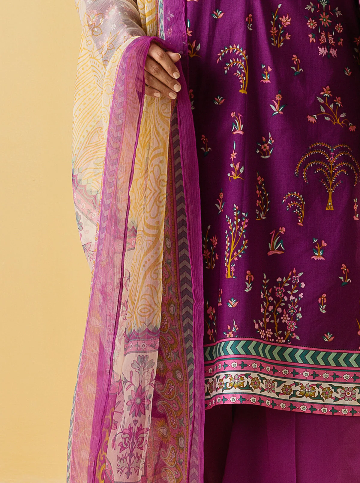 2 PIECE - PRINTED LAWN SUIT - IMPERIAL PLUM - Image 2