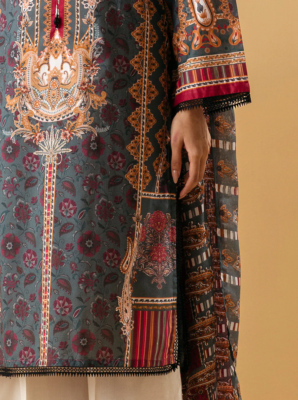 2 PIECE - PRINTED LAWN SUIT - ANTIQUE OPAL - Image 2