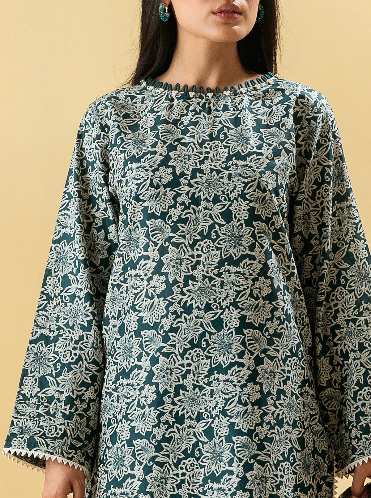 3 PIECE - PRINTED LAWN SUIT - ANTIQUE NAVY - Image 4