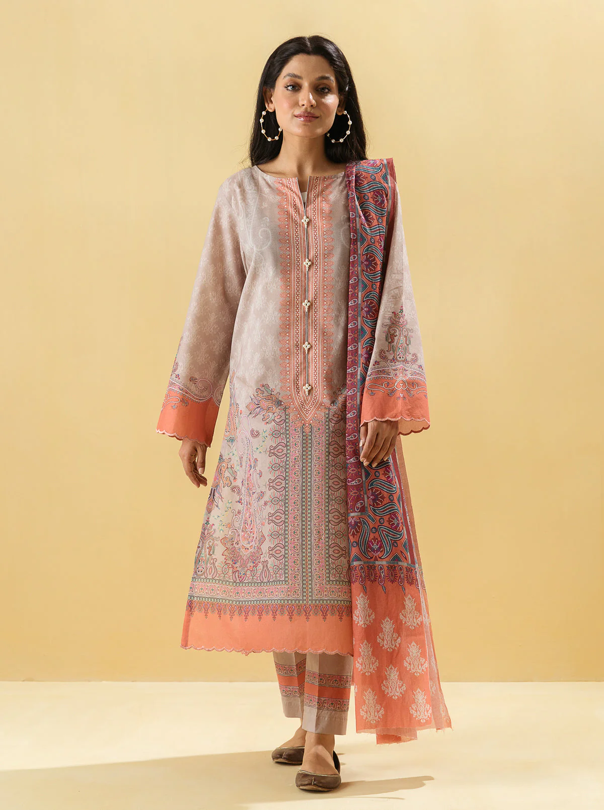 3 PIECE - PRINTED LAWN SUIT - CLASSIC PAISLEY