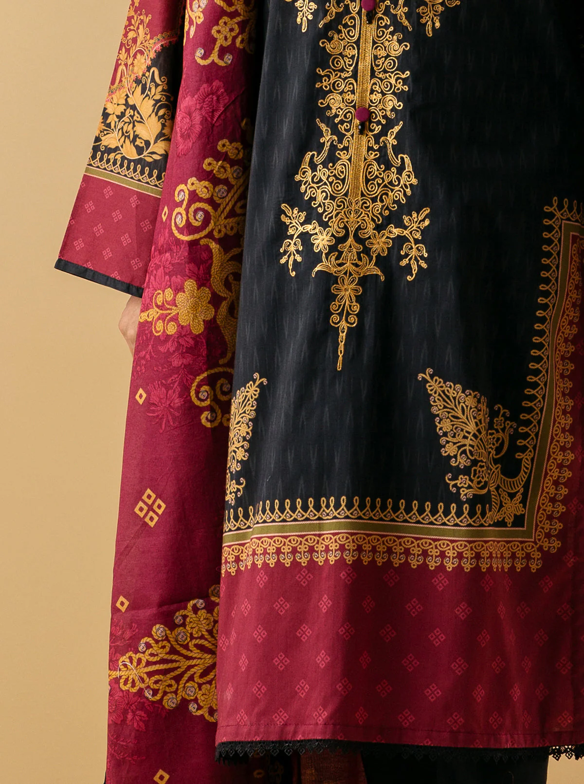 3 PIECE - EMBROIDERED LAWN SUIT - RAVEN GLOW - Image 2