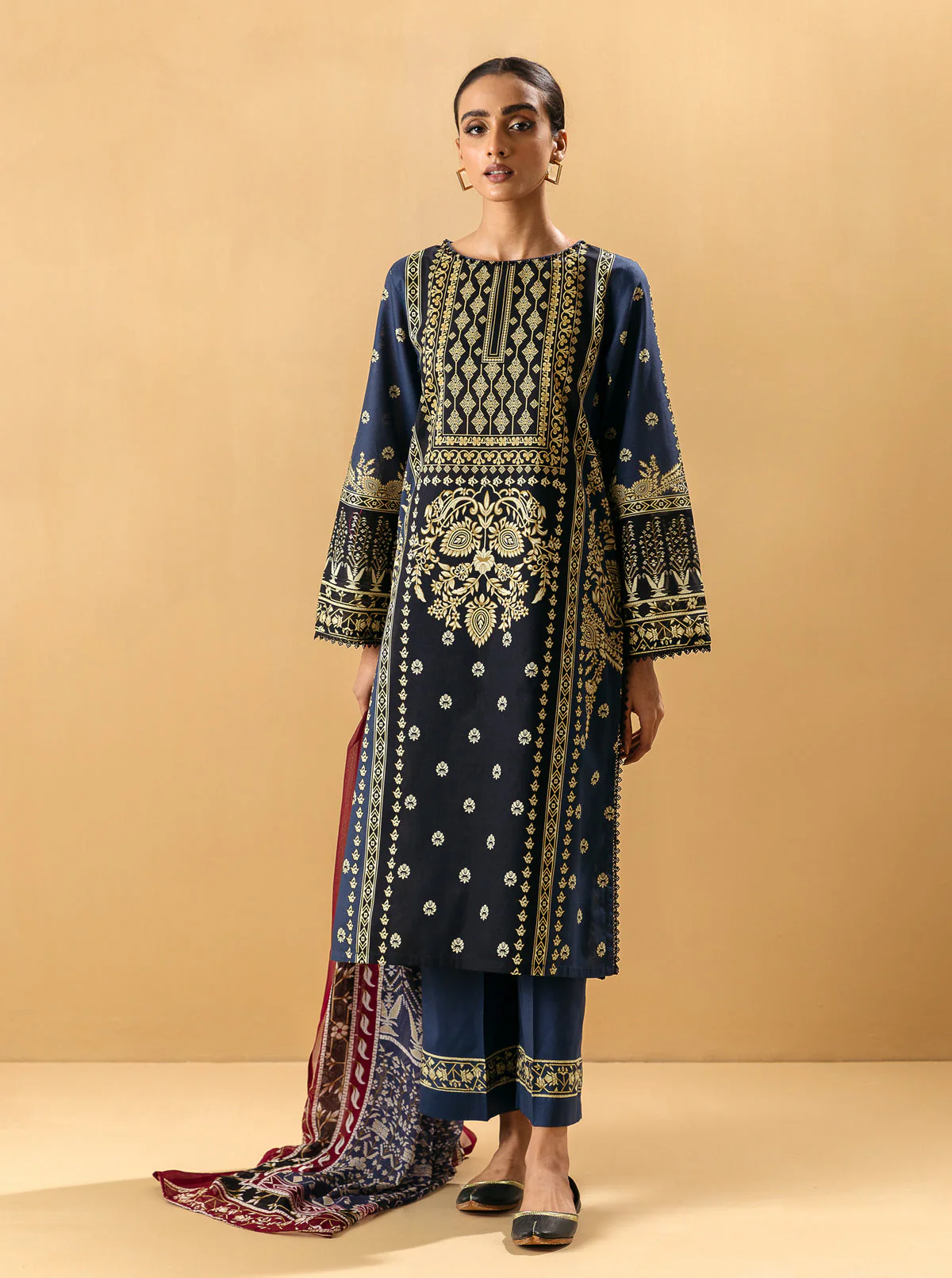 3 PIECE - PRINTED LAWN SUIT - NOSTALGIC JEWEL - Image 4