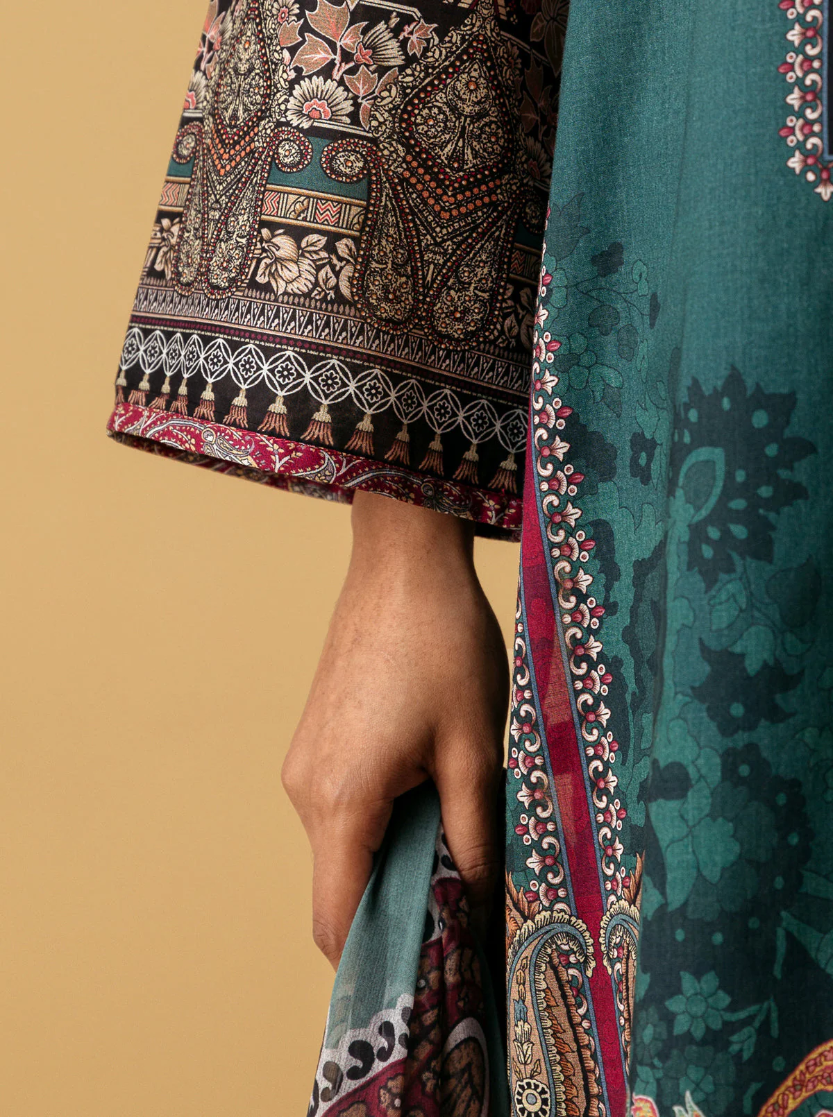 3 PIECE - PRINTED LAWN SUIT - TEAL TIDE - Image 4