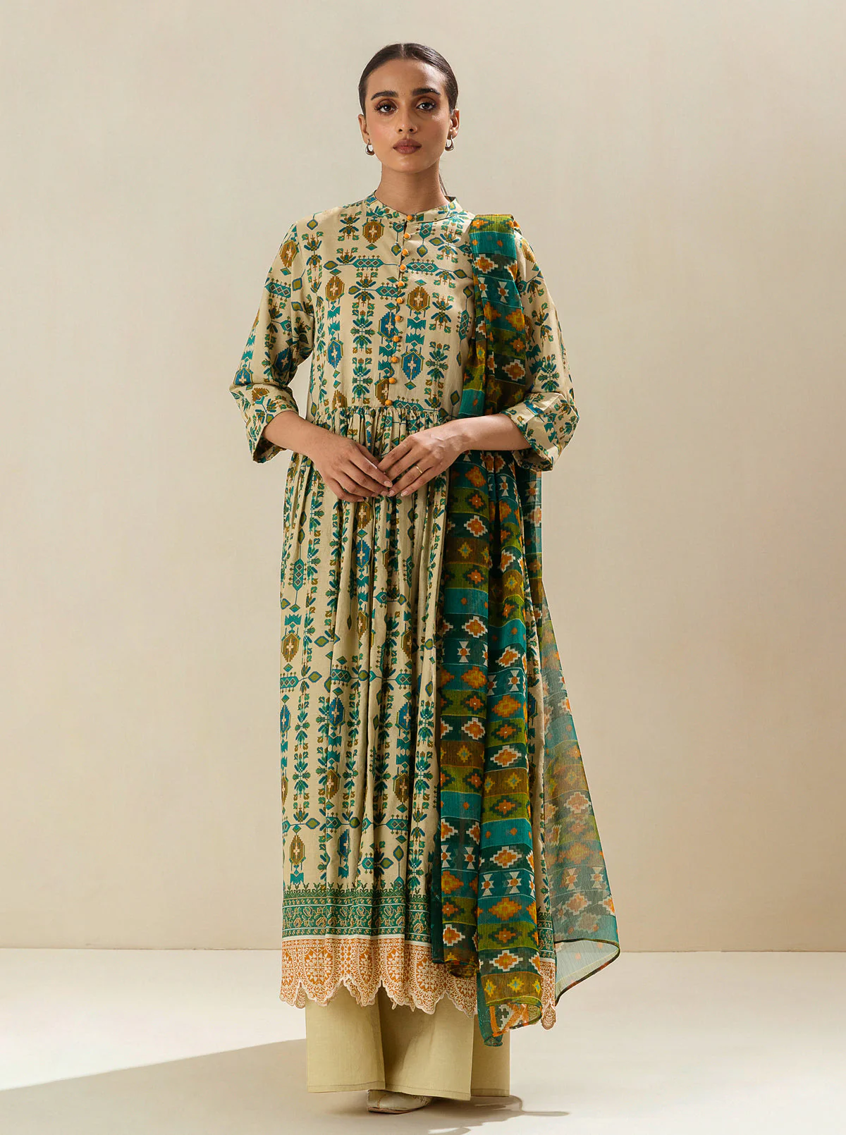 2 PIECE - PRINTED LAWN SUIT - ANTIQUE CHARM
