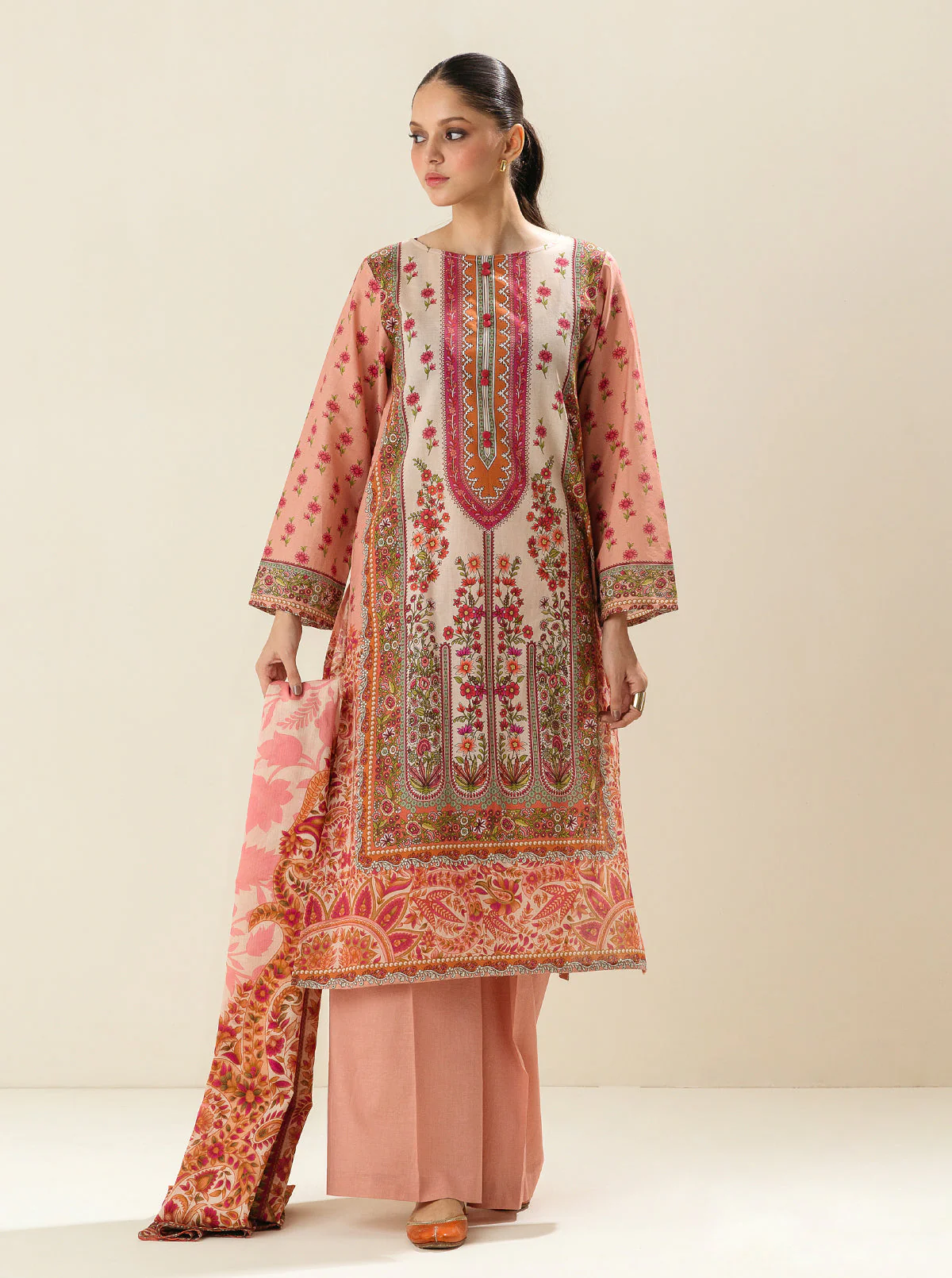 3 PIECE - PRINTED LAWN SUIT - ROSE OF SHARON - Image 2