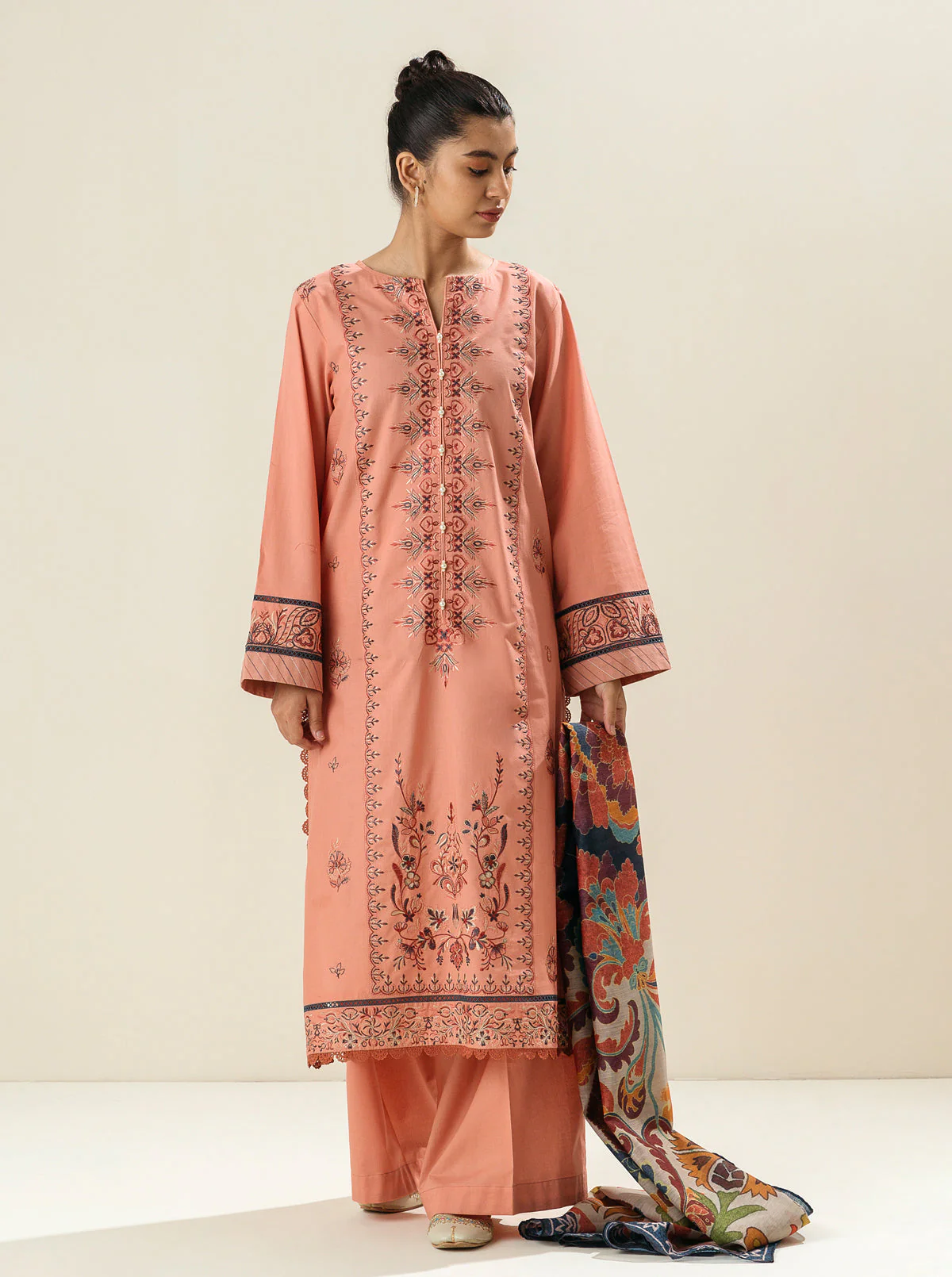 3 PIECE - EMBROIDERED LAWN SUIT - WILD FLOWER HEAVEN - Image 4