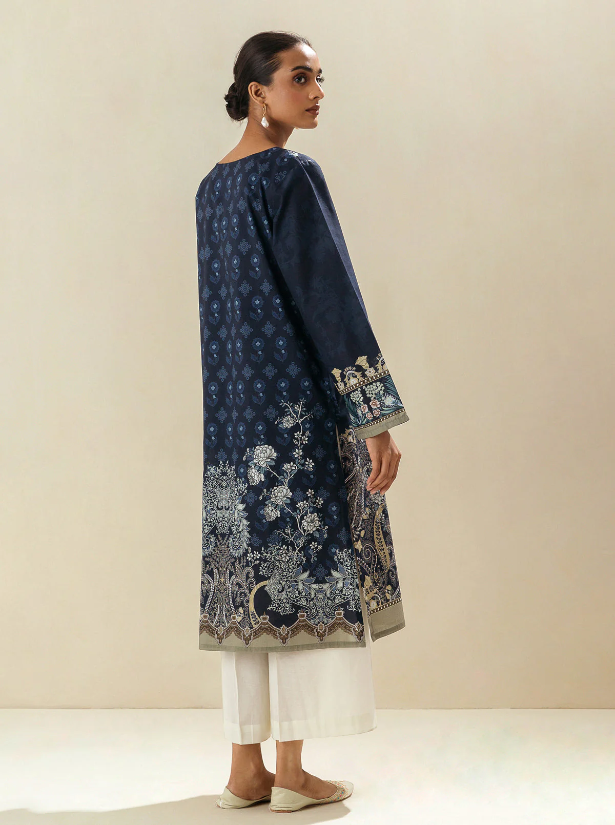 1 PIECE - PRINTED LAWN SHIRT - MIDNIGHT NAVY - Image 2