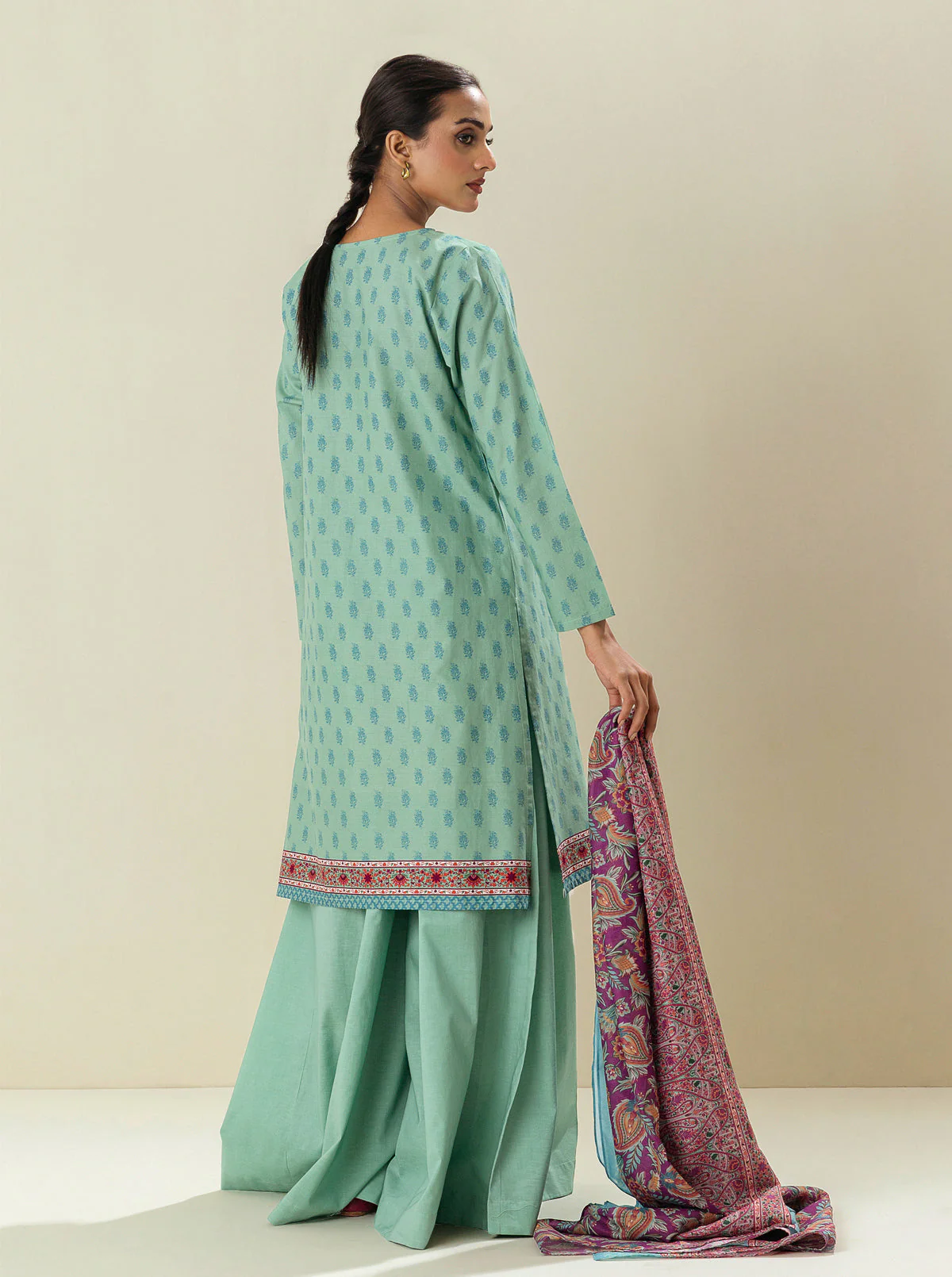 2 PIECE - EMBROIDERED LAWN SUIT - SOOTHING SEA - Image 3