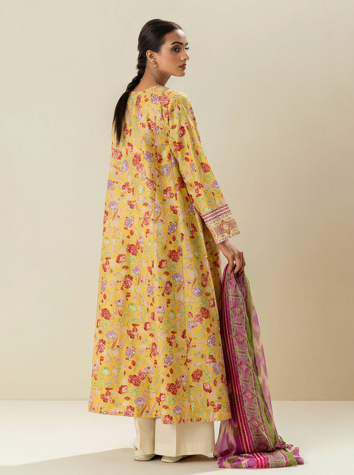 2 PIECE - PRINTED LAWN SUIT -YARROW CREAM - Image 3