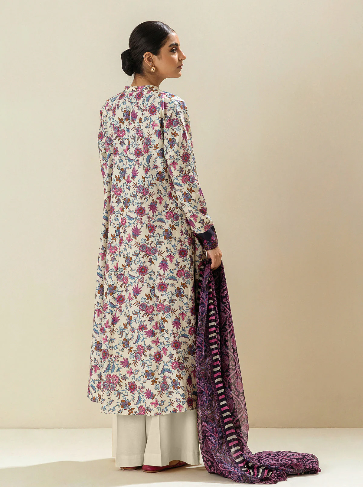 2 PIECE - PRINTED LAWN SUIT - RASPBERRY ROSE - Image 3