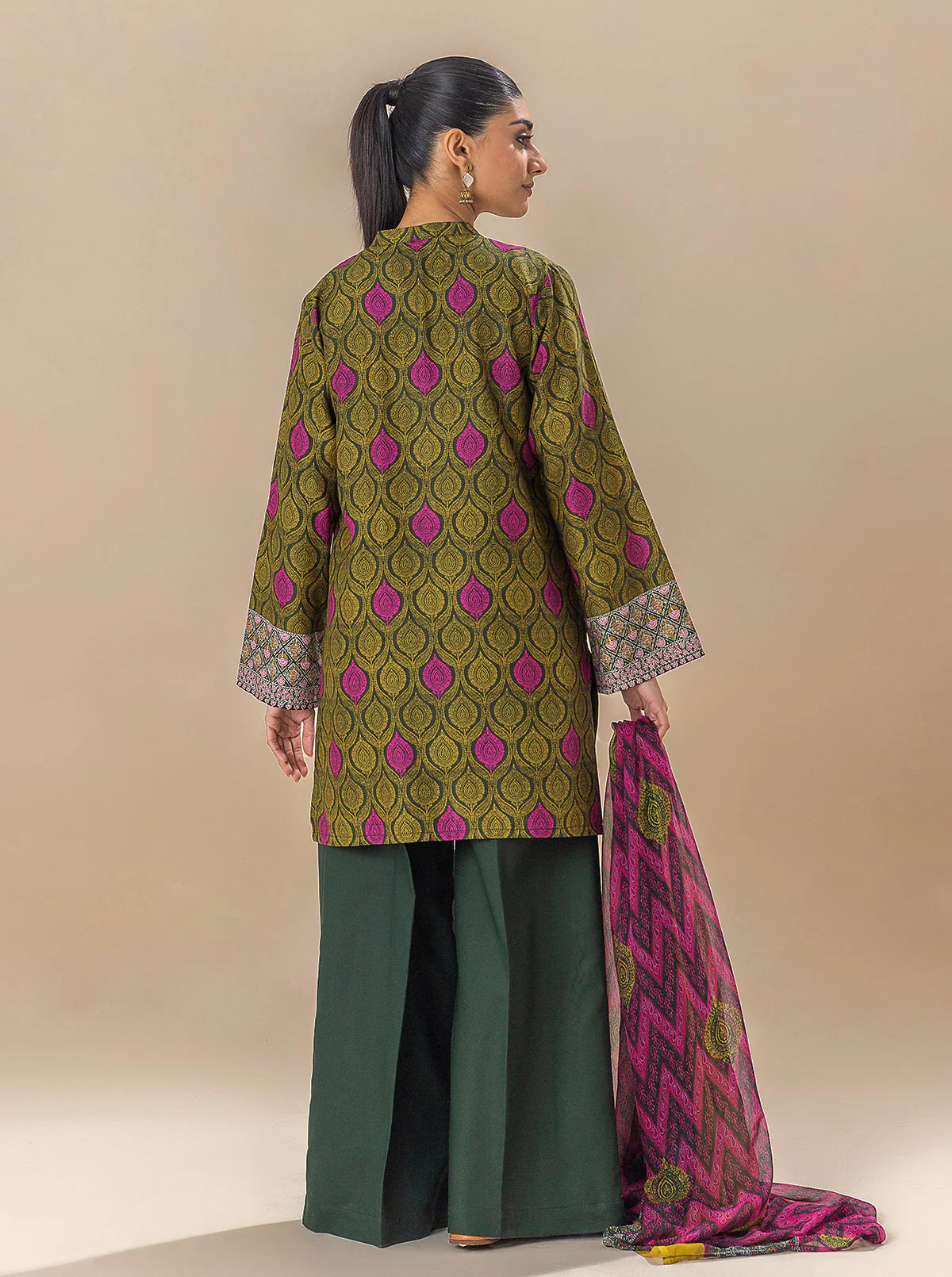 3 PIECE PRINTED VISCOSE SUIT-SHEER ILLUMINATION (UNSTITCHED) - Image 4
