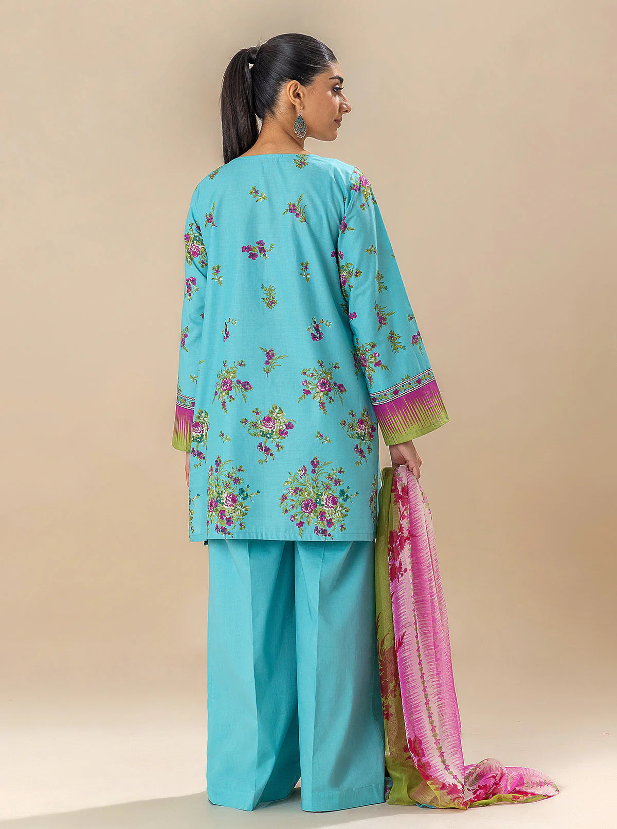 2 PIECE PRINTED LAWN SUIT-TENDER SKY (UNSTITCHED) - Image 3